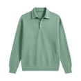 thumbnail image 3 of Men's Waffle Knit Polo Shirts Long Sleeve Button Down Collar Tops Men's Shirt (GN1 S), 3 of 4