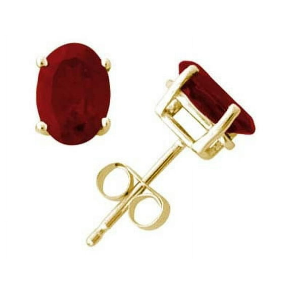 SZUL Women's 4.00CTW All-Natural Genuine 8x6 mm, Oval Ruby earrings set in 14k Yellow gold
