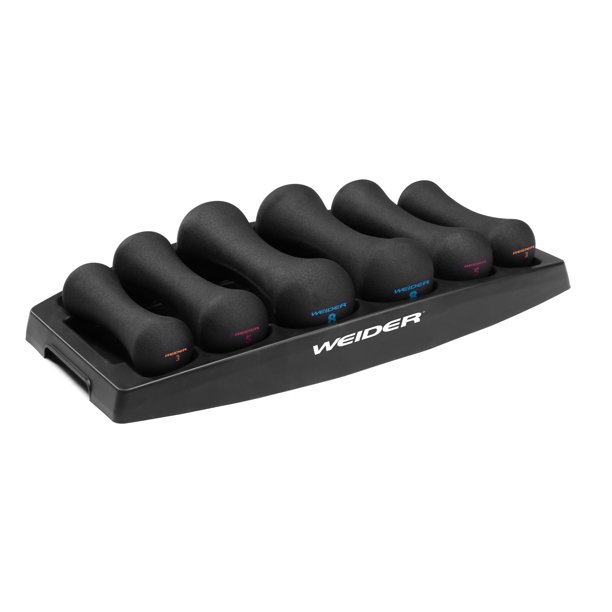 Weider Dumbbell Power Set, 38 Lb. Pairs with Storage Tray, Black