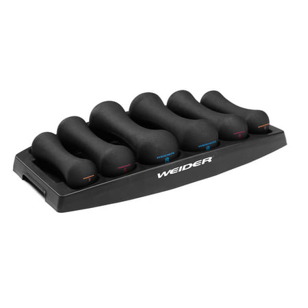 Weider Dumbbell Power Set, 3-8 Pound Pairs with Storage Tray and Exercise Chart