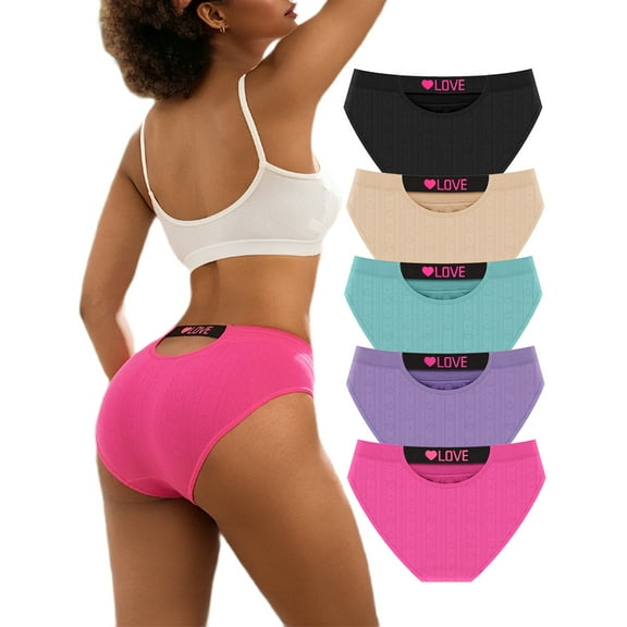 DINGLU Women's Underwear Soft Stretch Bikini Panties No Ride Up Breathable Cheeky Briefs 5 Pack