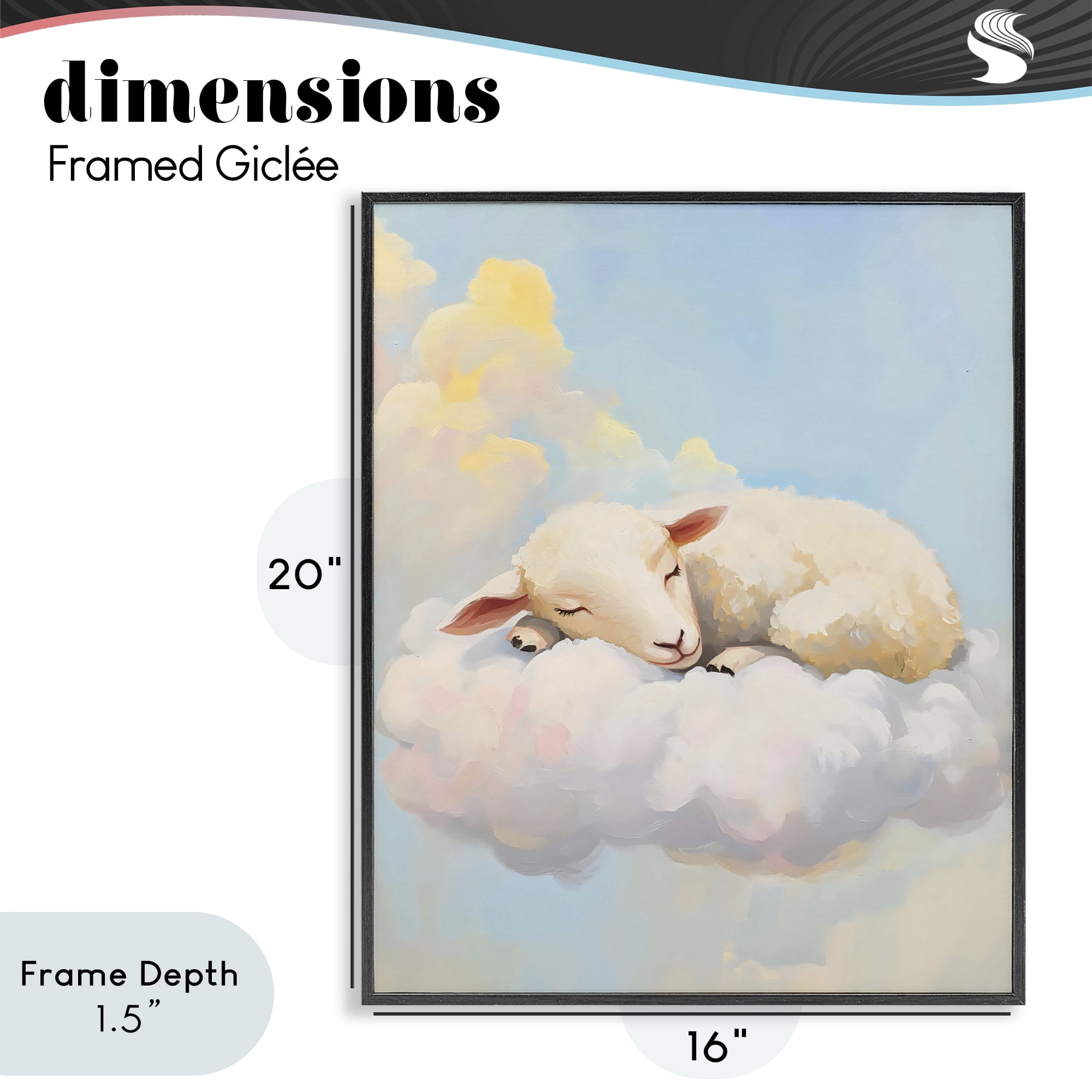 Stupell Industries Sleeping Sheep on a Cloud Black Framed Giclee Art, design by The Prints Vibe