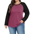 thumbnail image 2 of WellSize Plus Size T Shirts for Women Color Block Long Sleeve Fall Tops Casual Tee Crew Neck Blouses, 2 of 8