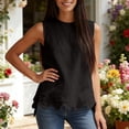 thumbnail image 5 of Women's Linen Sleeveless Blouse Elegant Crew Neck Scalloped Hem Tank Top for Casual Office Wear, 2XL, 5 of 5