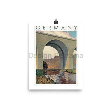 Germany, Roadway Bridge Over The Salle, 1937. Unframed Vintage Travel Poster