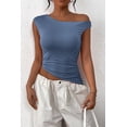 thumbnail image 3 of Remera PRETTYGARDEN 2025 Crop Top con Hombro Descubierto y Fruncido XL Gris Azul, 3 of 8