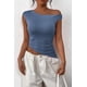 thumbnail image 3 of Remera PRETTYGARDEN 2025 Crop Top con Hombro Descubierto y Fruncido XL Gris Azul, 3 of 8