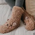 thumbnail image 4 of Warm Thick Knee High Socks for Women - Plush Fuzzy Sleeping Socks, Cozy Floor Slipper Socks with Soft Lining, Winter Home Lounge Boot Socks for Cold Weather Indoor Wear Khaki, 4 of 4
