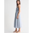 thumbnail image 5 of Jaimenalin Women'S Summer Midi Dresses Plaid Sleeveless Spaghetti Strap Smocked Tiered Beach Sundress Pockets Blue XS, 5 of 7