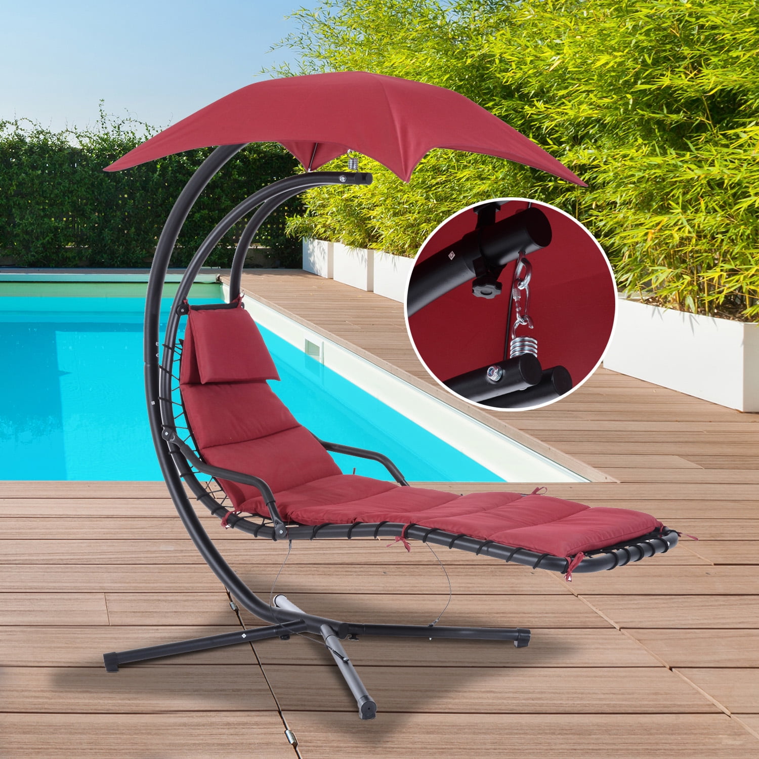 Swing Chair Hanging Hammock Chaise Outdoor Stand Canopy