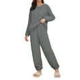 thumbnail image 2 of Xunmmm Womens Pajama Sets Fleece Pajamas Comfort Pullover Tops Sleep Pants Lounging Warm Sleepwear Loungewear Winter Women's Plus L-5XL Grey, 2 of 4