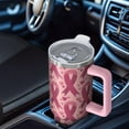 thumbnail image 6 of Pink Breast Cancer and Love Tumbler with Handle and Lid,40oz Double Wall Vacuum Insulated Tumbler,Cups Gift for Women and Men, 6 of 7