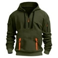 thumbnail image 2 of BXINGOHAI Mens Casual Hooded Collar Drawstring Hoodies Pullover Sweatshirts Casual Long Sleeve Shirts Army Green,L, 2 of 6