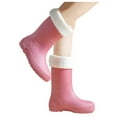 thumbnail image 4 of KEGIRLOM Women's Removable Lined Waterproof Comfortable Height-Increasing Heeled Mid-Calf Rain Boots Shoes For Fall And Winter. Pink Size 4.5, 4 of 7