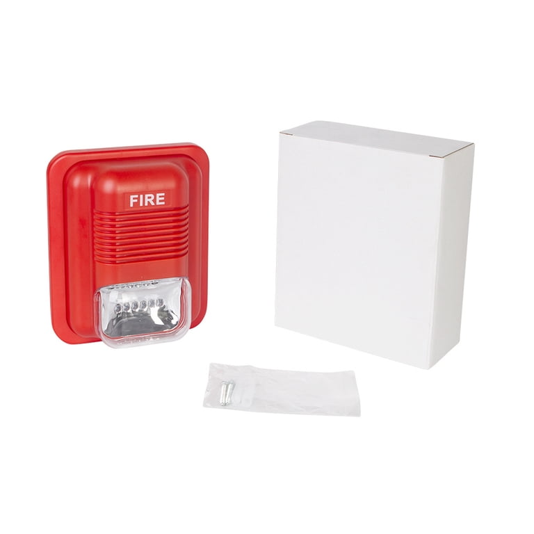 Wired 12V DC Sound & Light Fire Alarm Strobe Siren – 110dB, Built-in LED, ABS Fireproof, For Home, School, Factory, Office (Red)
