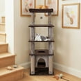 thumbnail image 4 of Costway Large Multi-level Cat Tree 58" Tall Cat Tower with Swaying Aerial Condo Perch Bed Brown, 4 of 10
