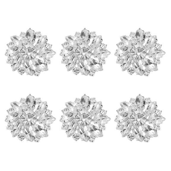 Uxcell 6Pcs Flower Rhinestone Buttons, 1"(25mm) Transparent White Crystal Shank Buttons