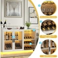 thumbnail image 5 of Wine Bar Cabinet with LED Lights, Floating Coffee Bar with Glass Rack and Removable Wine Racks, Modern Buffet Sideboard with Storage Shelves, Kithchen Bar with Glass Cabinet Doors, 5 of 6