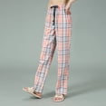 thumbnail image 4 of Pantalones de dormir a cuadros de algodón puro para mujer, ropa de dormir femenina, pijama de talla grande, pantalones para el hogar, 4 of 4