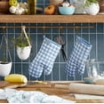 thumbnail image 2 of KitchenAid Gingham Oven Mitt 2-Pack Set, Blue Velvet, 7"x13", 2 of 5