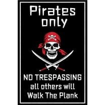 NOETE Pirate Decorations Metal Sign 8x12 Inch Vintage Pirate Theme Wall Art for Home, Bar, Man Cave "Walk The Plank" Rustic Tin Sign