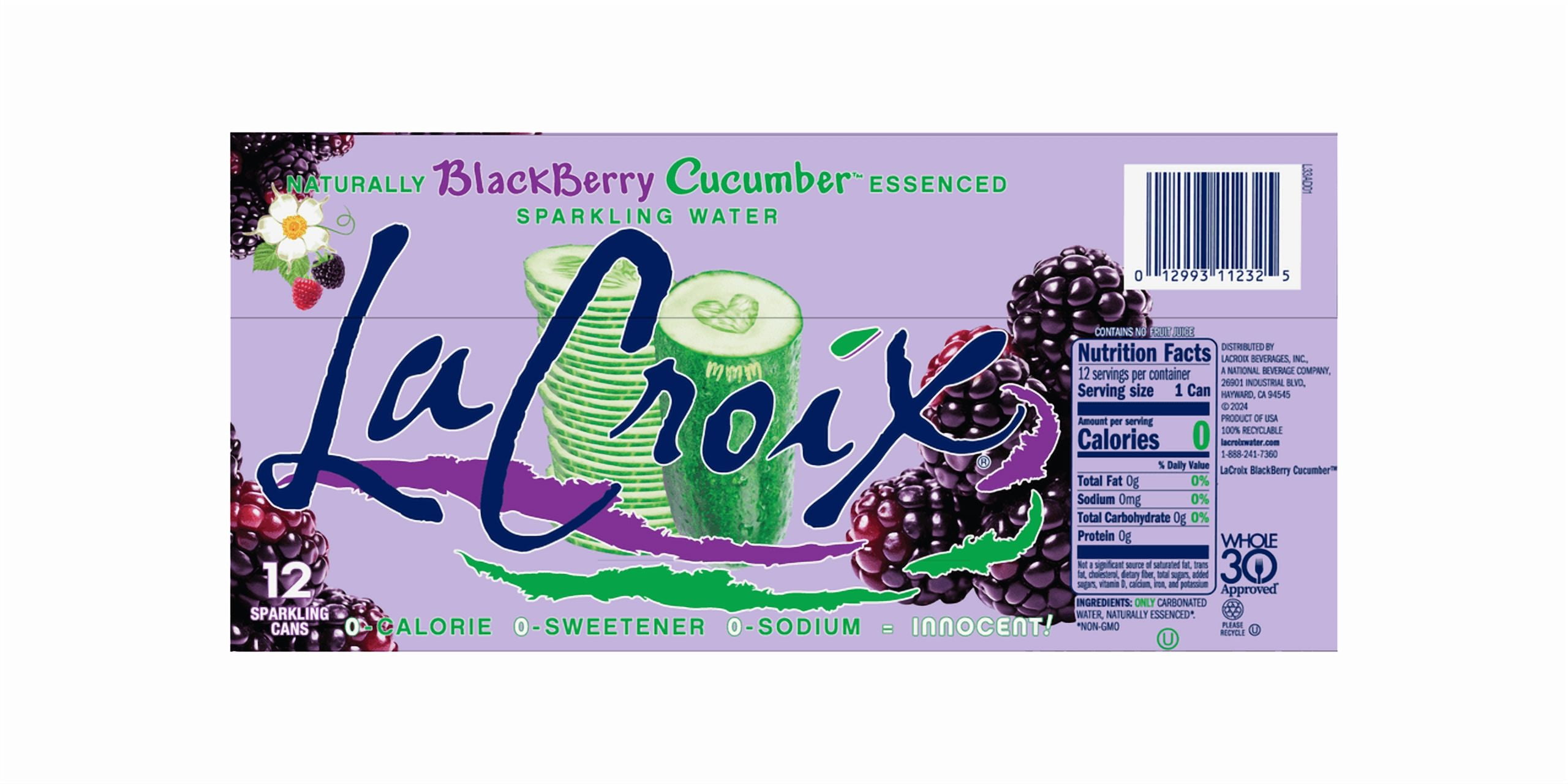 LaCroix Blackberry Cucumber, Sparkling Water, 12 Pack, 12 oz Cans