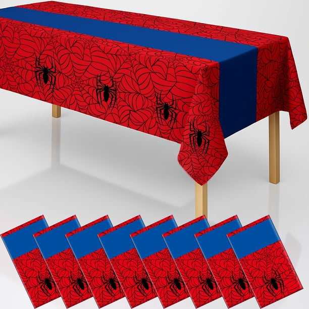 Mantel 2 en 1 para fiesta de cumpleaños con forma de araña, 8 unidades, 137 x 274 cm, plástico