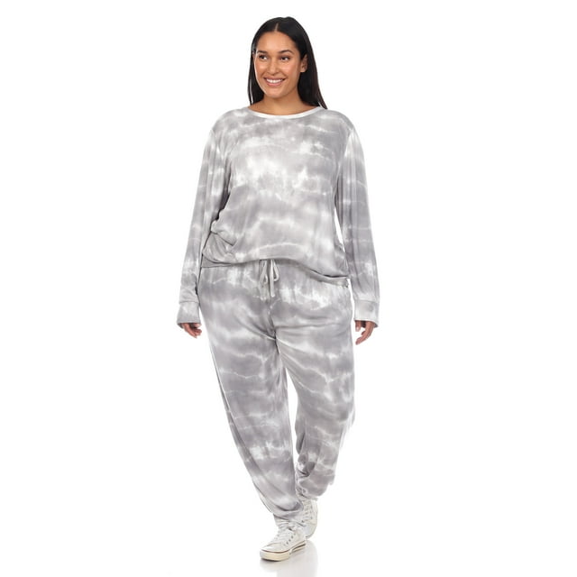 White Mark Ensemble de Pyjama de Détente pour Femmes 2 Pcs, Doux, Chandail à Manches Longues et Pantalon Jogger