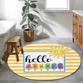thumbnail image 4 of Yellow Striped 3ft Area Rug, Farmhouse Stripes Modern Abstract Art Washable Non-Slip Small Round Rugs for Entryway Bedroom Kitchen, Soft Circle Carpet for Dining Room, Playroom Nursery Rug, 4 of 9