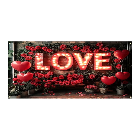 dfutuy Valentine's Day Garage Door Banner Valentine's Day Garage Backdrops Patio Party Decoration Door Banner Hanging Flag 2025 Sale