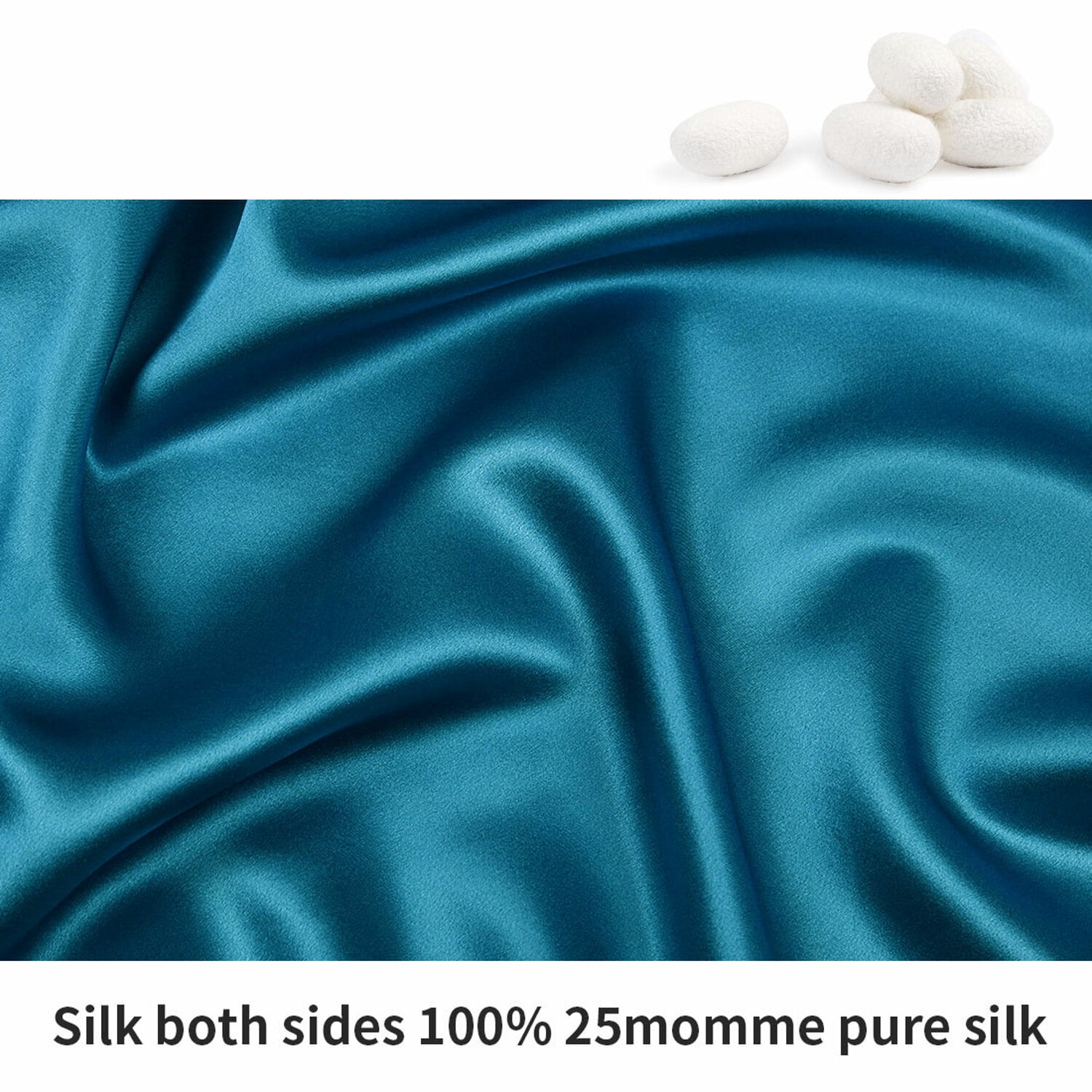 REGALWOVEN 25 Momme Silk Pillowcase with Zipper Closure, Peacock Blue 20"x26"