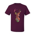 thumbnail image 2 of Trippy Colorful Buck Head Rainbow Hunting Deer Mosaic Animal Lover Men's Graphic T-Shirt, Maroon, 2XL, 2 of 3