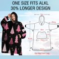 thumbnail image 4 of Oversized Wearable Blanket Hoodie,Black and Pink Christmas Tree Pattern Sherpa Blanket Hoodie with Super Pockets,Super Warm Fuzzy Pullover for Women & Men, 4 of 6