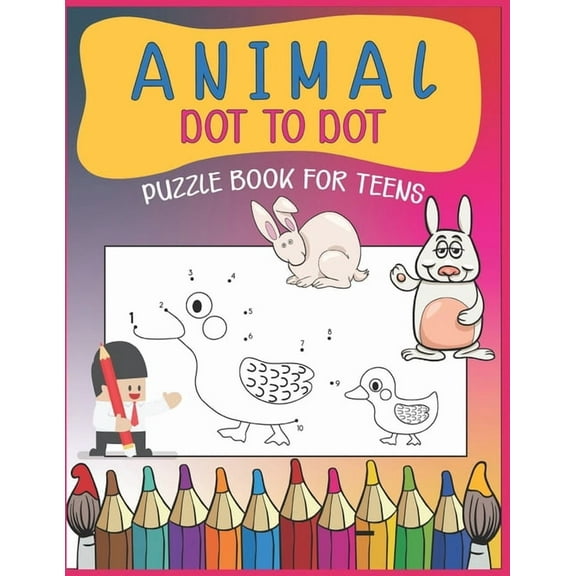 Animal Dot To Dot Puzzle Book For Teens, (Paperback)