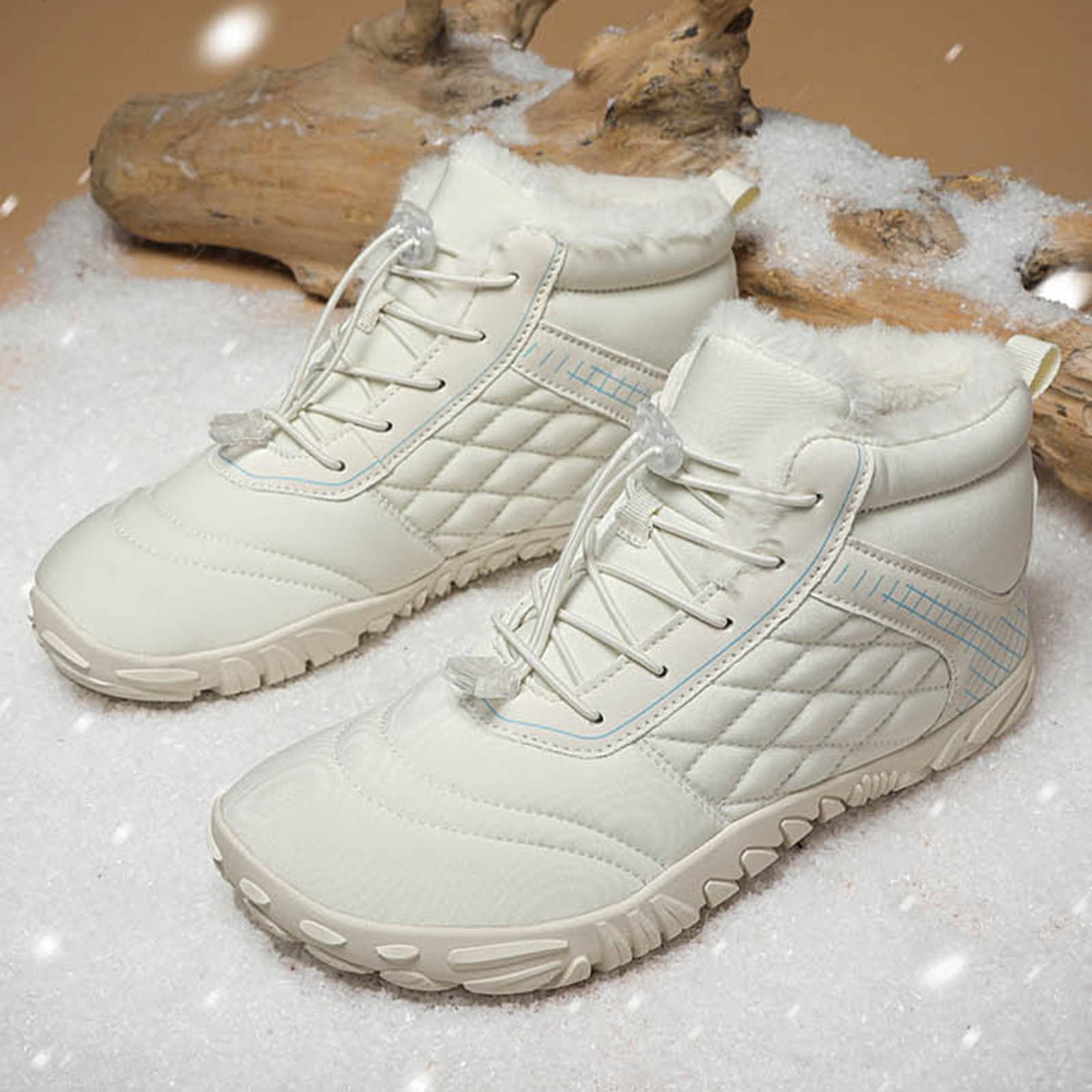 Ketyyh-chn99 Winter Barefoot Hiking Boots Golf Shoes Men's Women's Winter Barefoot Hiking Boots Warm Snow Boot Slip On Barefoot Boots White,7.5