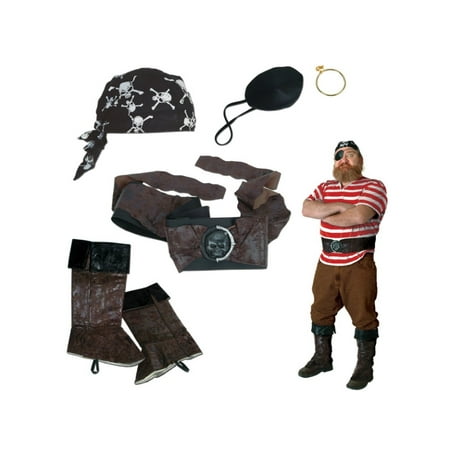 Brown and Black 5-Piece Pirate Halloween Costume Party Accessory Set