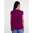thumbnail image 4 of Scenario Women's and Women's Plus Ruffle Neck Tank Top with Tie Front, Sizes XS-4X, 4 of 6