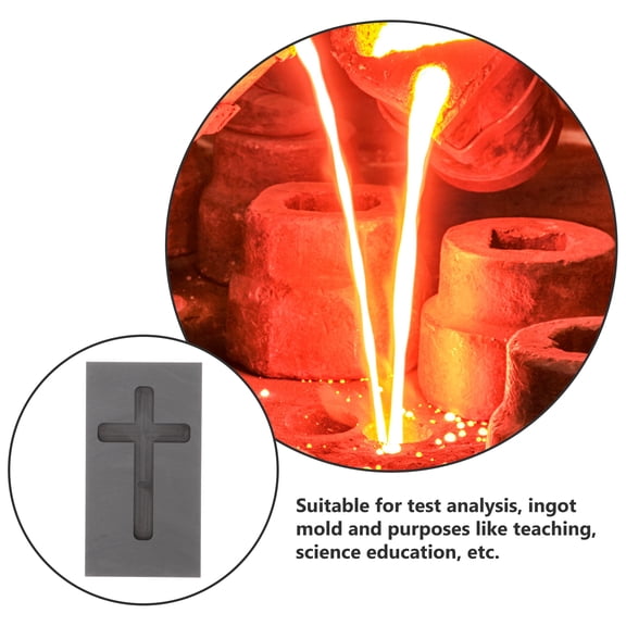 OUNONA Cross Shape Graphite Mold for Metal Casting Melting Gold Thermal Conductivity