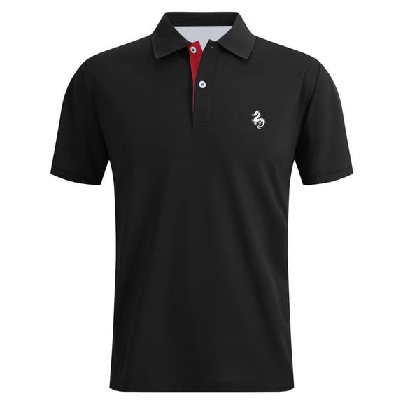 HOWPAY Mens Polo Shirts Short Sleeve Classic Collared T-Shirt Casual Solid Color Stretch Lightweight Loose Fit Athletic Work Polo T-Shirts Black L