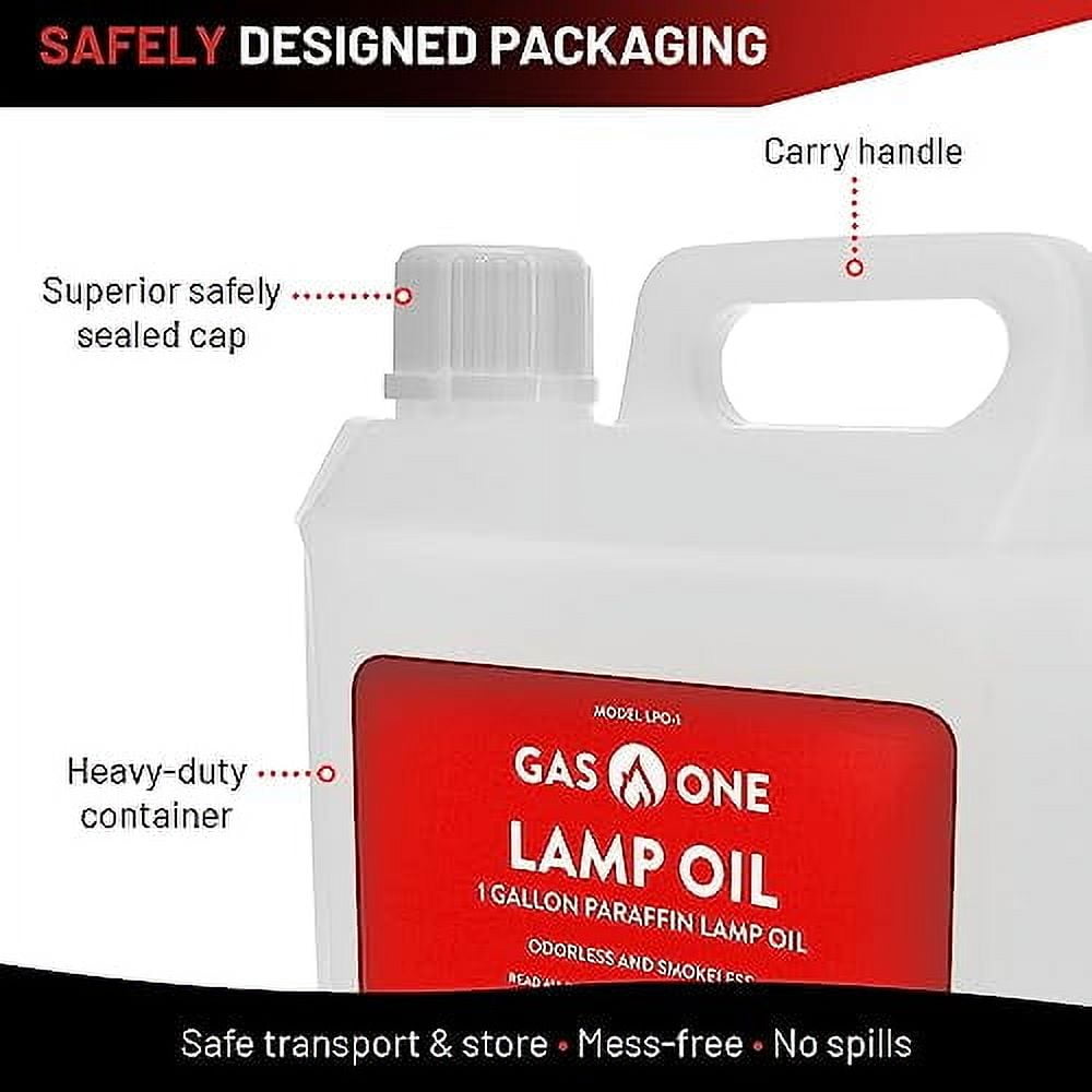 GasOne Liquid Paraffin Smokeless Lamp Oil, 128 oz