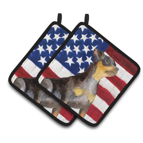 Caroline's Treasures Miniature Pinscher #2 Patriotic Pair of Pot Holders