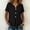 Black, variant on Women's Split V Neck Button Front Short Sleeve Blouse Deep Moss Tone Solid Lightweight Linen Casual Daily Wear Top Gray S