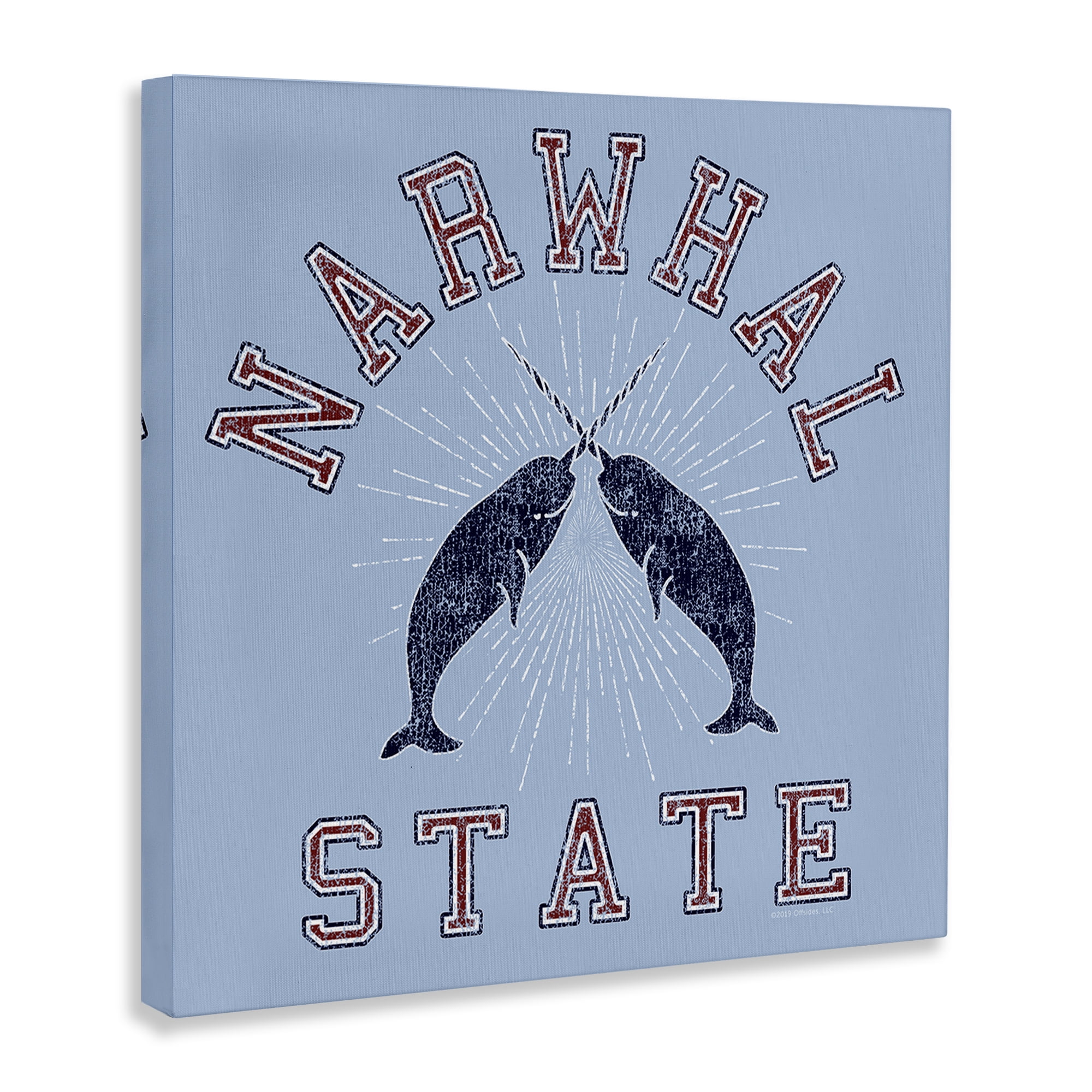 Stupell Industries Vintage Narwhal State Animals Painting Wrapped Canvas Art Print Wall Art, 36 x 36