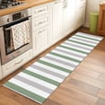 thumbnail image 3 of Sage Green Grey Stripe Washable Runner Rugs 2'x6', Classic Modern Low Pile Throw Entryway Rug Non-Slip Sturdy Edge Binding Carpet for Indoor Bedside Entrance Bedside, 3 of 9