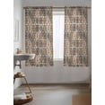 thumbnail image 3 of Abstract Flower,Curtains 72 Inch Length,Sheer Curtains for Bedroom Living Room Window Oriental Bohemia Brown Geometric Leaves Rod Pocket Drapes Kitchen Curtains Small Half Window 52"x72" 2 Panels, 3 of 6