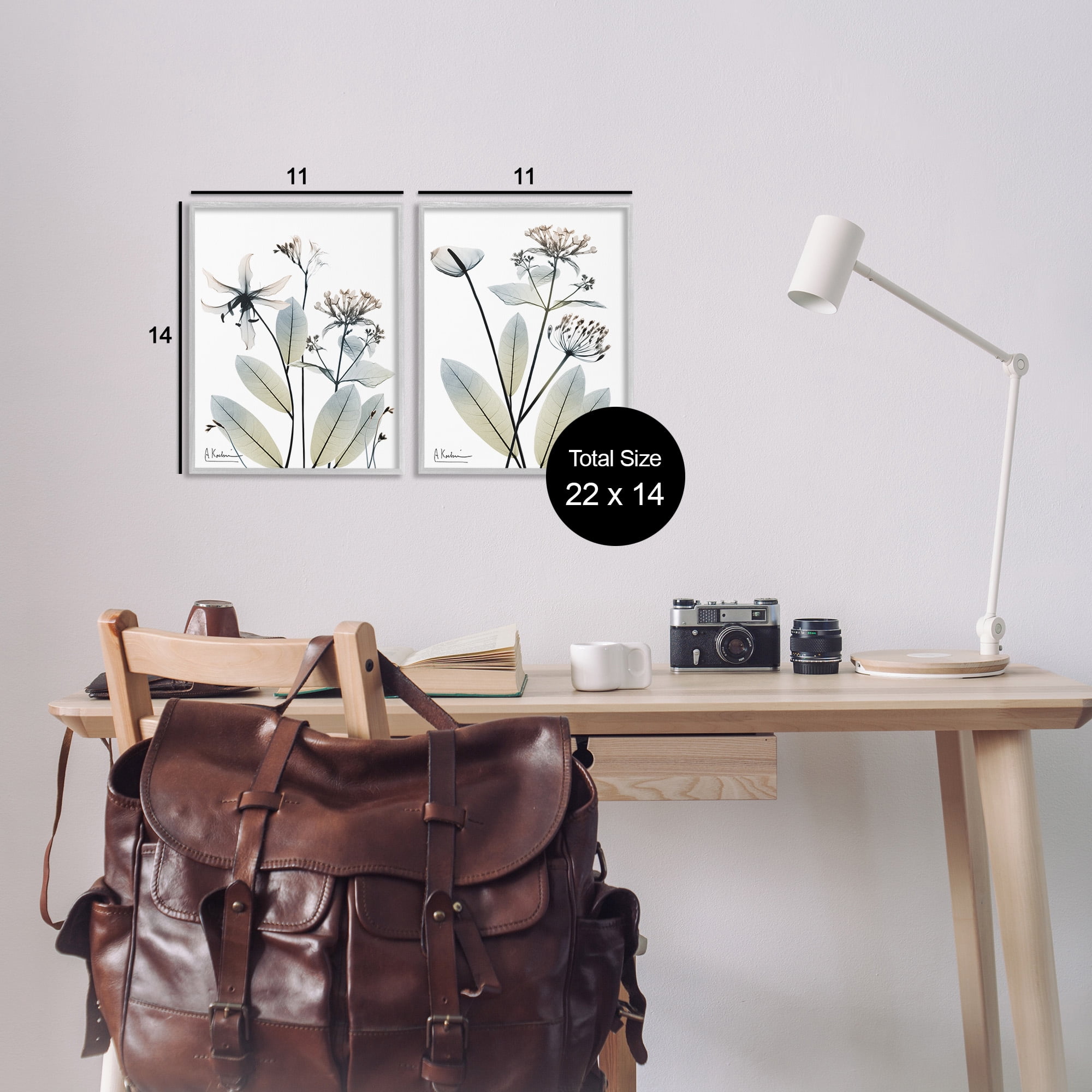 Stupell Industries Modern Budding Blooms Botanical & Floral Photography Gray Framed Art Print Wall Art, 11 x 14, Set of 2