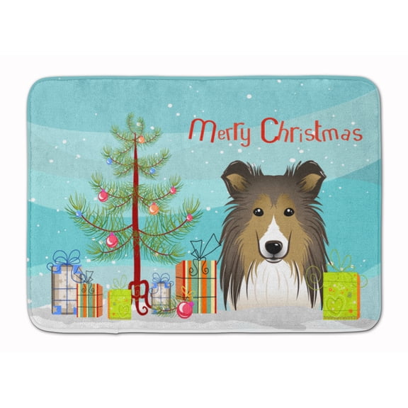 Carolines Treasures BB1614RUG Christmas Tree and Sheltie Machine Washable Memory Foam Mat 19 X 27" multicolor