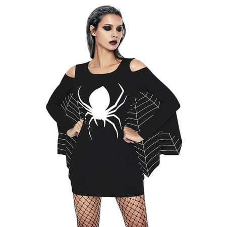 Akoyovwerve Women Halloween Costume Spider Dress New Low Neck Role Play Sexy Adult Seductress Mini Fancy Dress