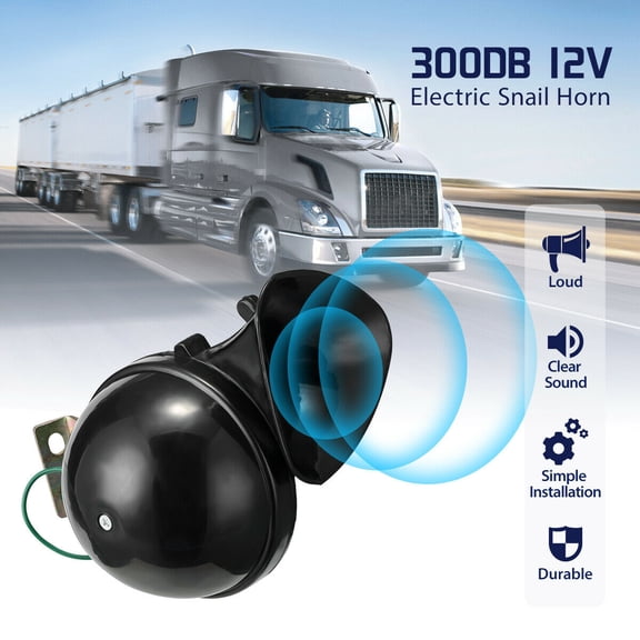 Loud 300DB 12V Black Electric Snail Horn Air Horn Raging Sound For Car Motorcycle Truck Boat
