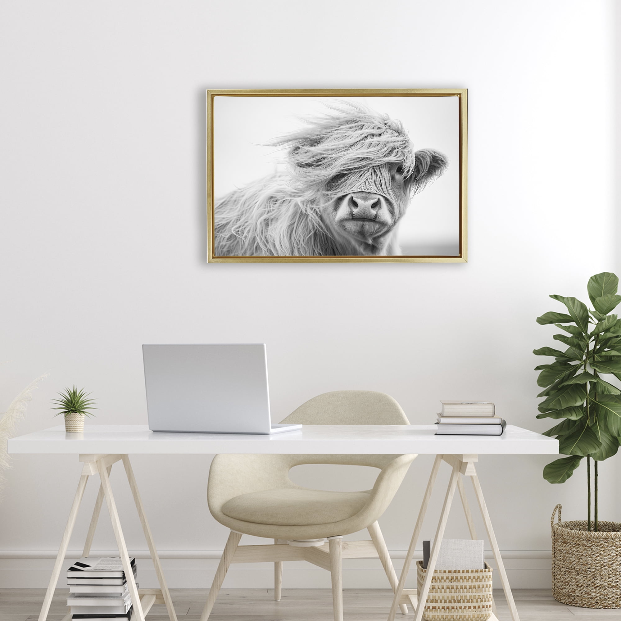 Stupell Industries Easy Breezy Highland Gold Framed Floater Canvas Wall Art, design by Tina LeCour